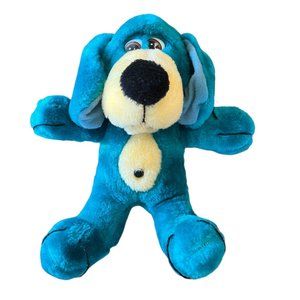 Vintage Liberty Toy Teal Blue Stuffed Dog 13" Kitsch Toy Decor Carnival Prize
